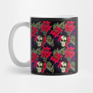 Gothic Pagan Holiday Skulls, Snakes, and Poinsettia Black and Purple Mug